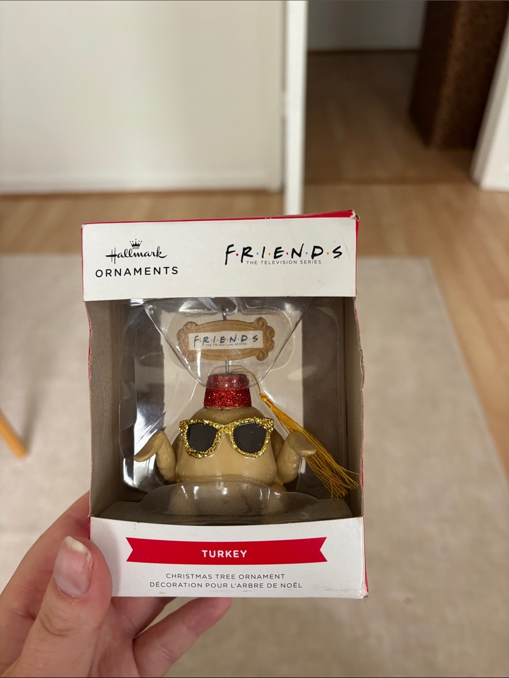 Hallmark FRIENDS Turkey Ornament - Cream, Gold, Red, Black